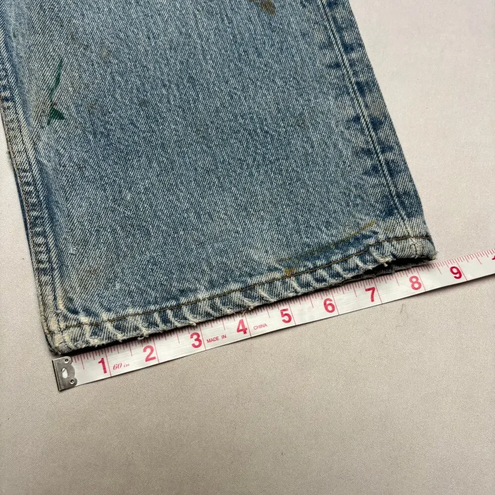 Vintage 90s Levi's 501 Straight Leg Jeans 36x30 Made in USA Light Wash Dirt